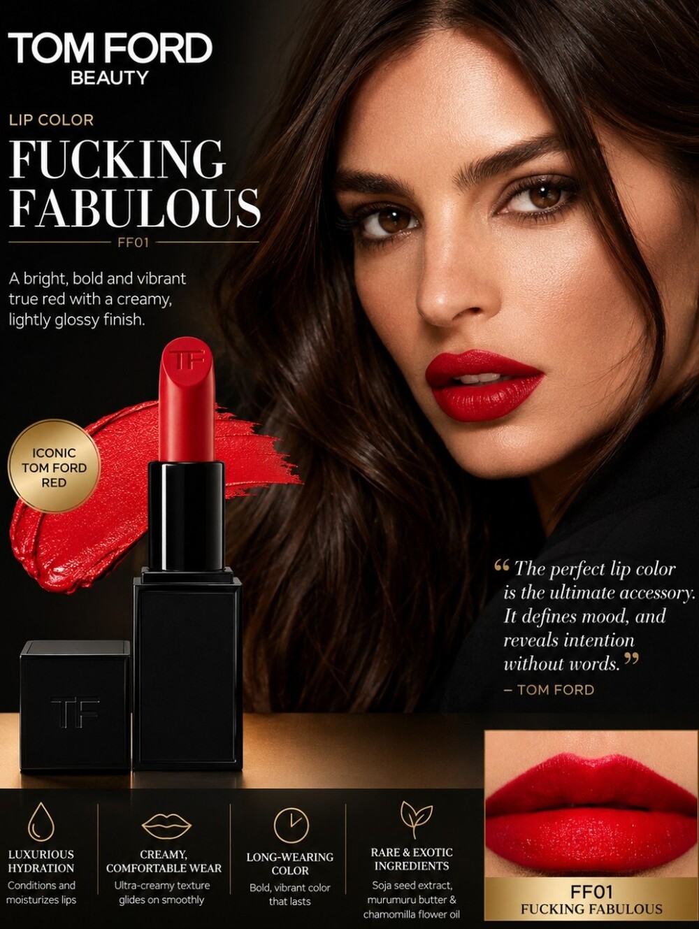 Tom Ford Lip Color FF01 Fucking Fabulous Lipstick